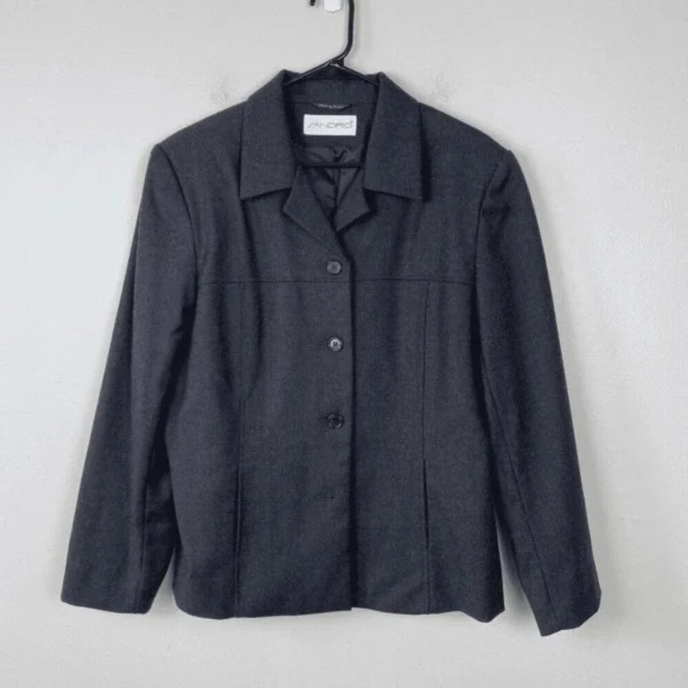 Sandro Vintage 100% Wool Gray Blazer